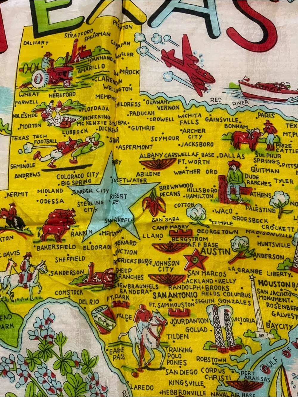 Vintage Texas scarf 1950’s beautiful detail All major tourist sights. - Picture 7 of 15